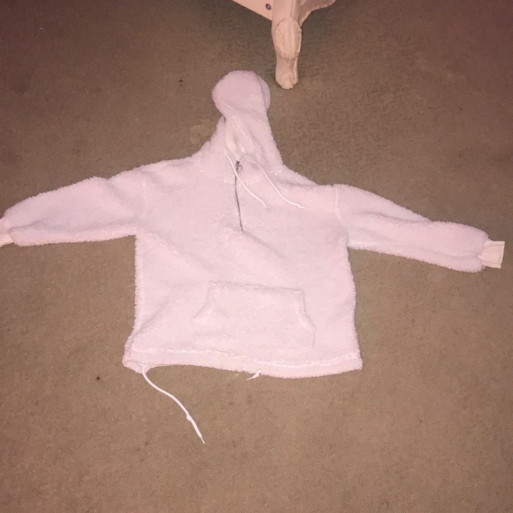 fuzzy white hoodie
